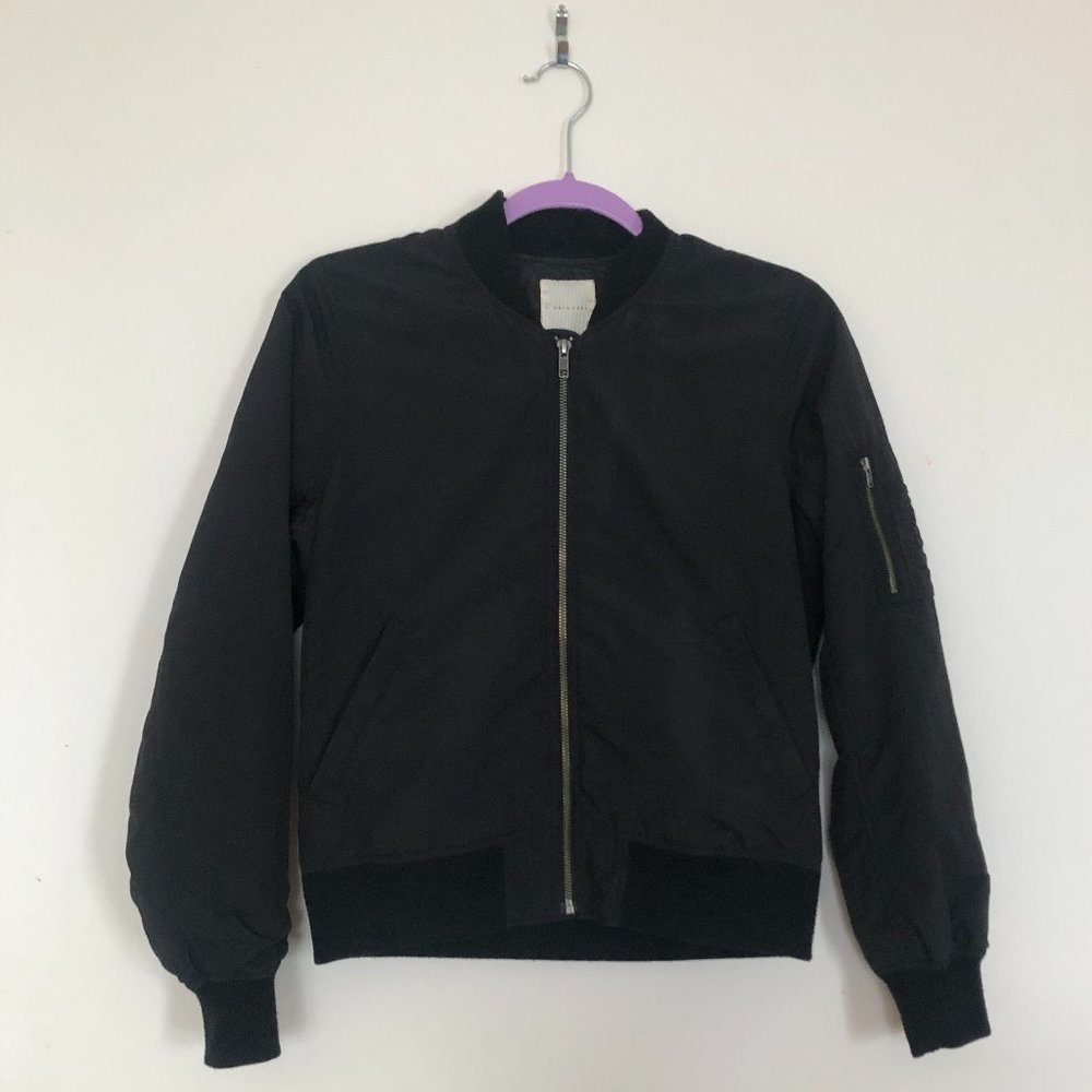 Lowrys Farm Matte Black Cropped Bomber Jacket - S XS